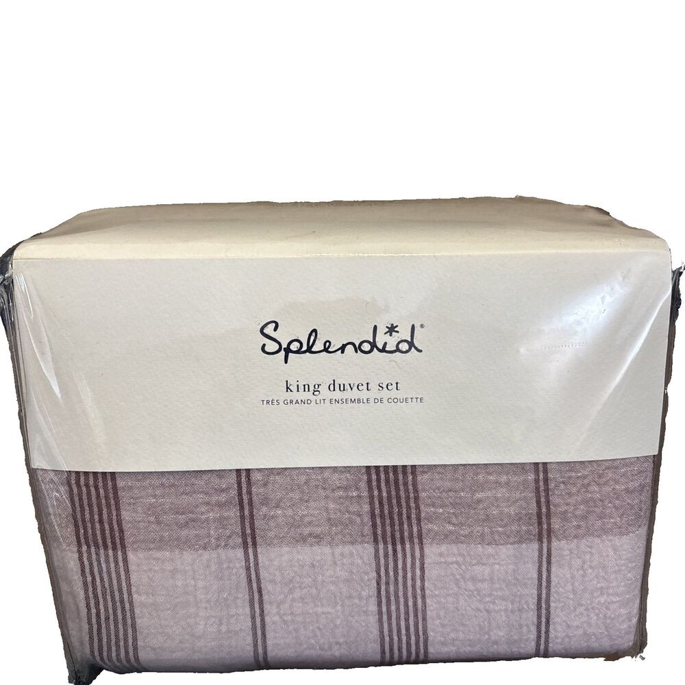 New SPLENDID 3 PIECE VENICE KING DUVET SET COLOR SMOKY PURPLE NIP $334